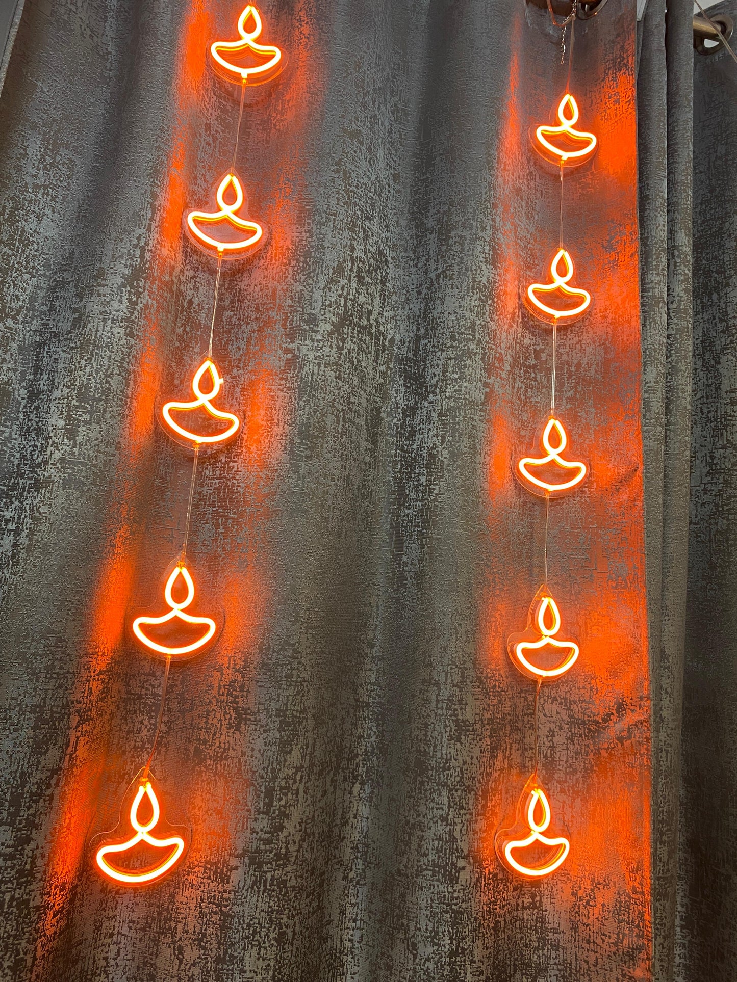Neon Light Diya Toran - 5-Diya Festive Decoration for Diwali, Navratri & More!