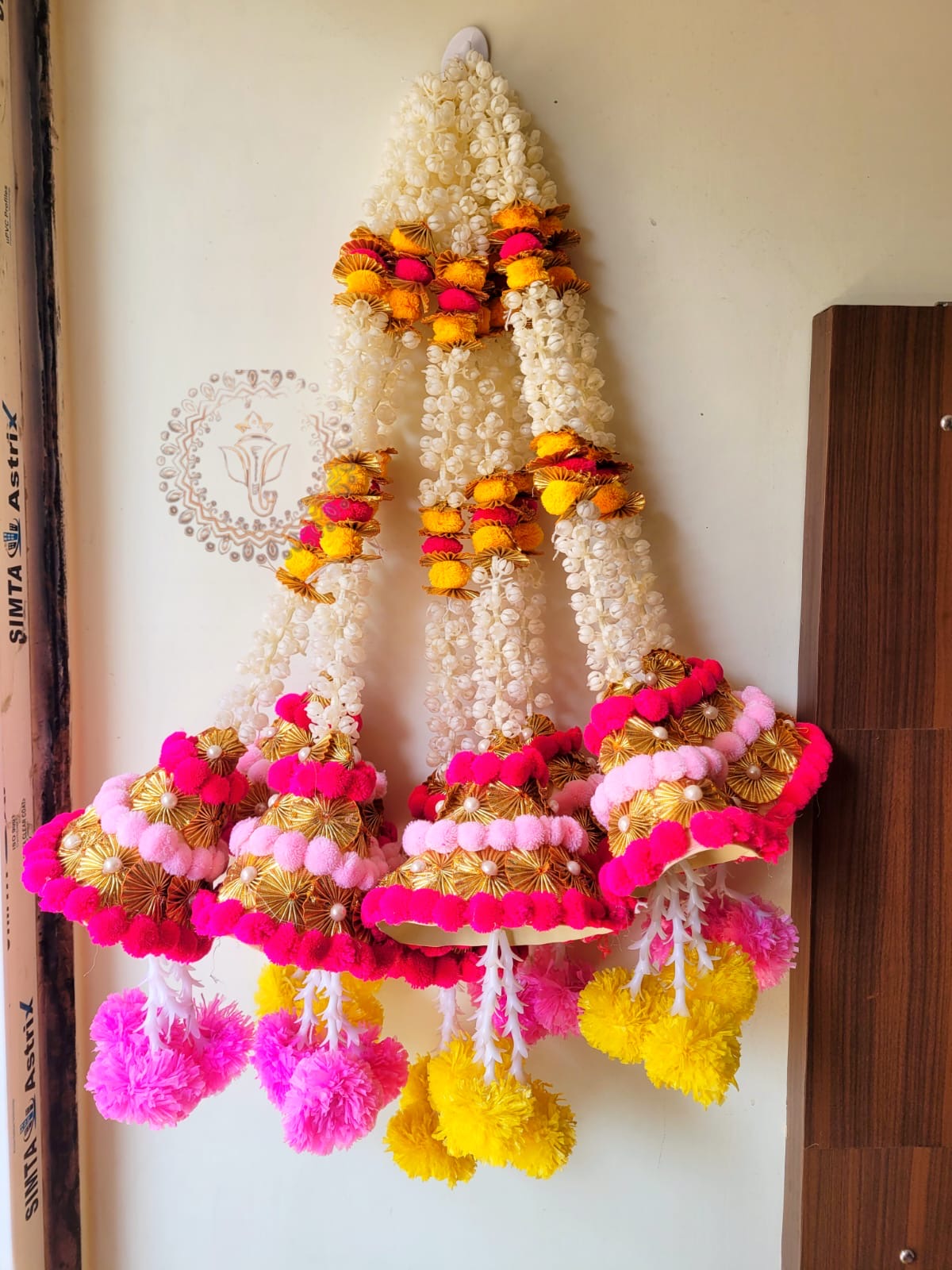 Mogra Pom Pom Hanging | Pack Of 3| Approx Size 30 Inch