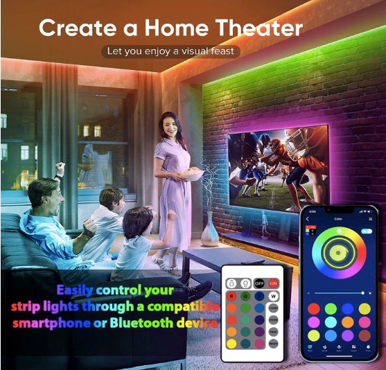 10 Meters LED Strip Lights with Bluetooth App and Remote Controller RGB Waterproof Lights Multicolor LED Lights for Home Decoration, Bedroom, Diwali, False Ceiling