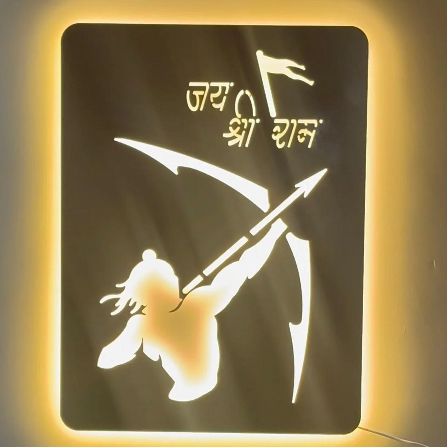 Jai Shree Ram Panel Portrait Backlit Sign - Warm White