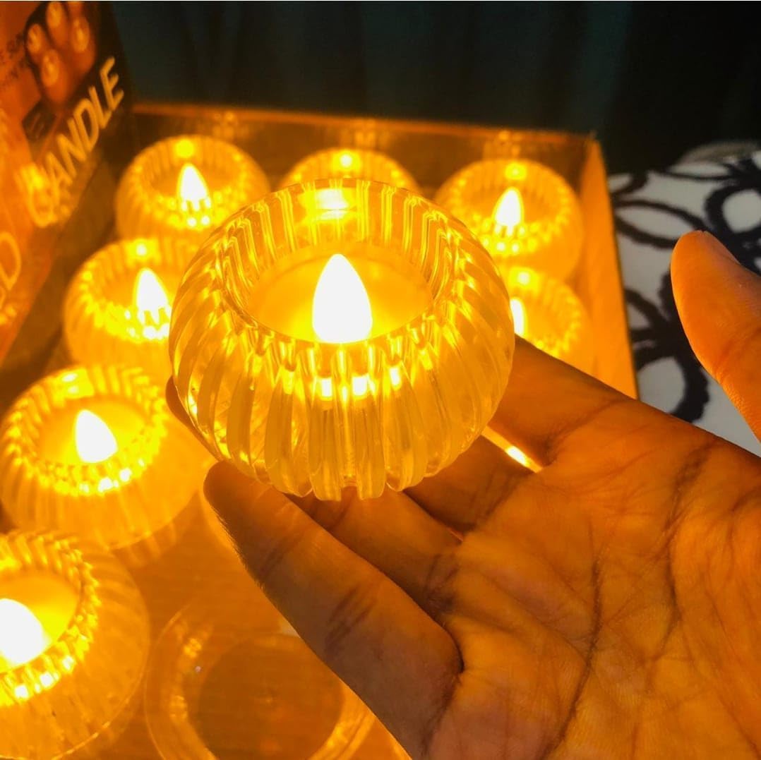 LED Shadow Tealight Candle – Flameless Decorative Diya for Festivals & Home Décor
