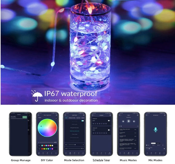 10 Meters LED Strip Lights with Bluetooth App and Remote Controller RGB Waterproof Lights Multicolor LED Lights for Home Decoration, Bedroom, Diwali, False Ceiling
