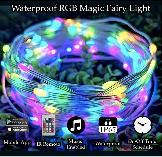 10 Meters LED Strip Lights with Bluetooth App and Remote Controller RGB Waterproof Lights Multicolor LED Lights for Home Decoration, Bedroom, Diwali, False Ceiling