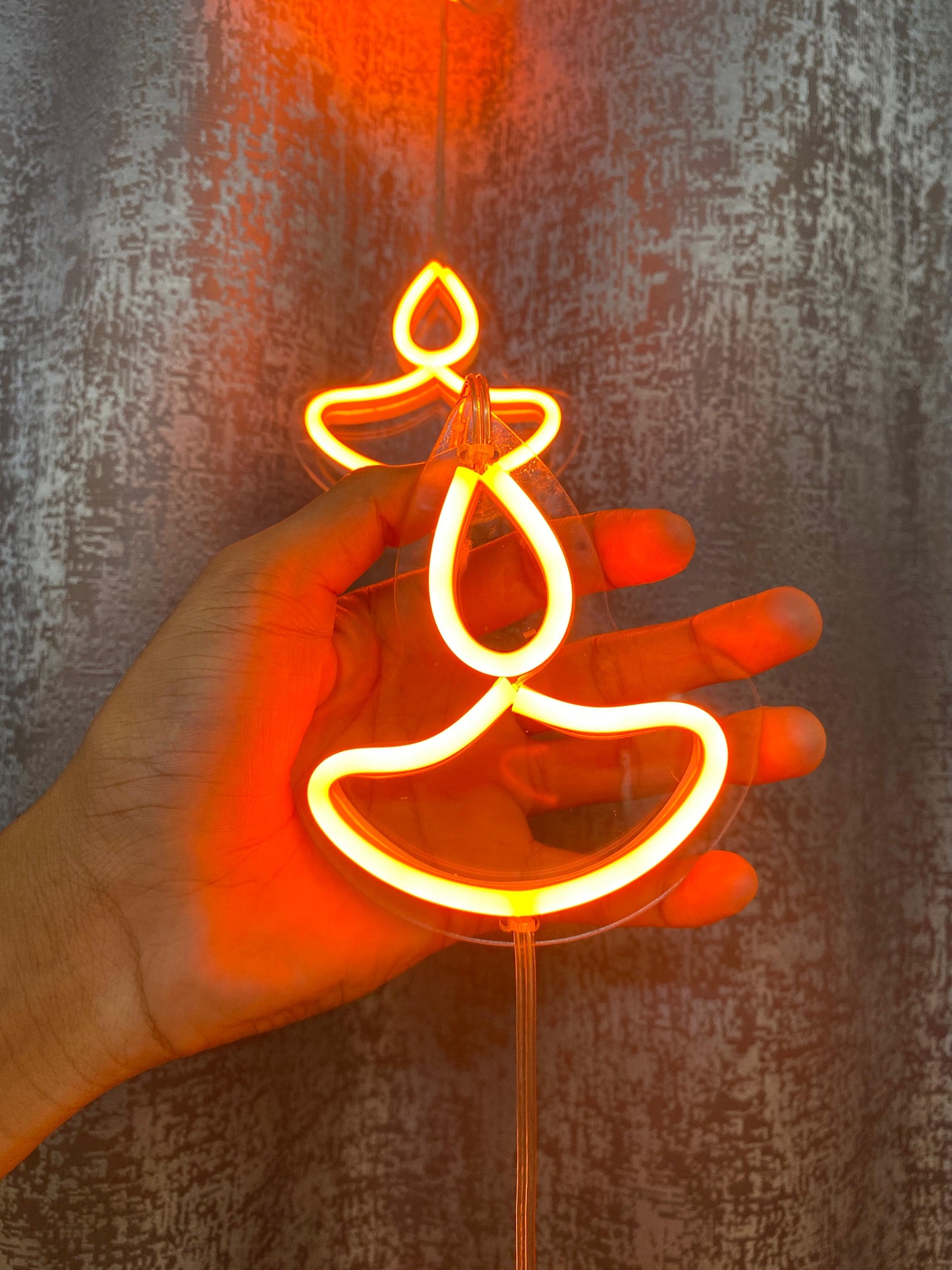 Neon Light Diya Toran - 5-Diya Festive Decoration for Diwali, Navratri & More!