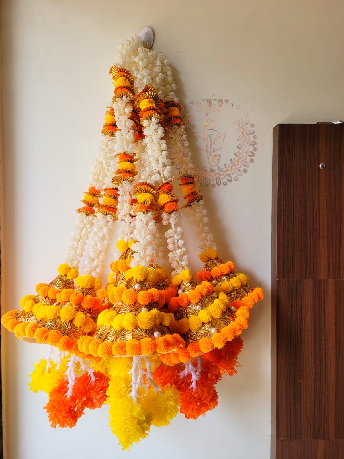 Mogra Pom Pom Hanging | Pack Of 3| Approx Size 30 Inch