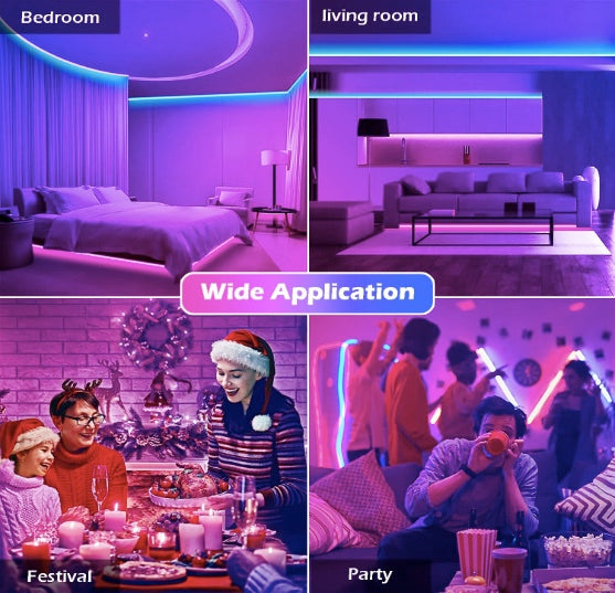 10 Meters LED Strip Lights with Bluetooth App and Remote Controller RGB Waterproof Lights Multicolor LED Lights for Home Decoration, Bedroom, Diwali, False Ceiling