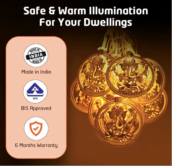 Ganesh ji Metal Light, Diwali puja Decoration Light, Diwali Gift Ganesh ji Metal Light