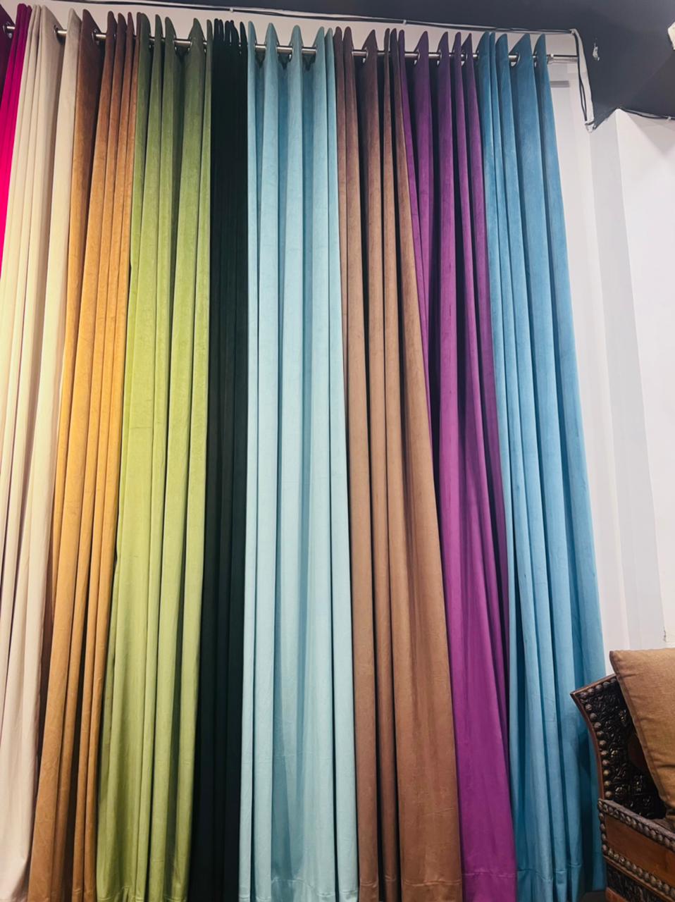 Premium Velvet Solid Color Curtains- Set of 2 Curtains
