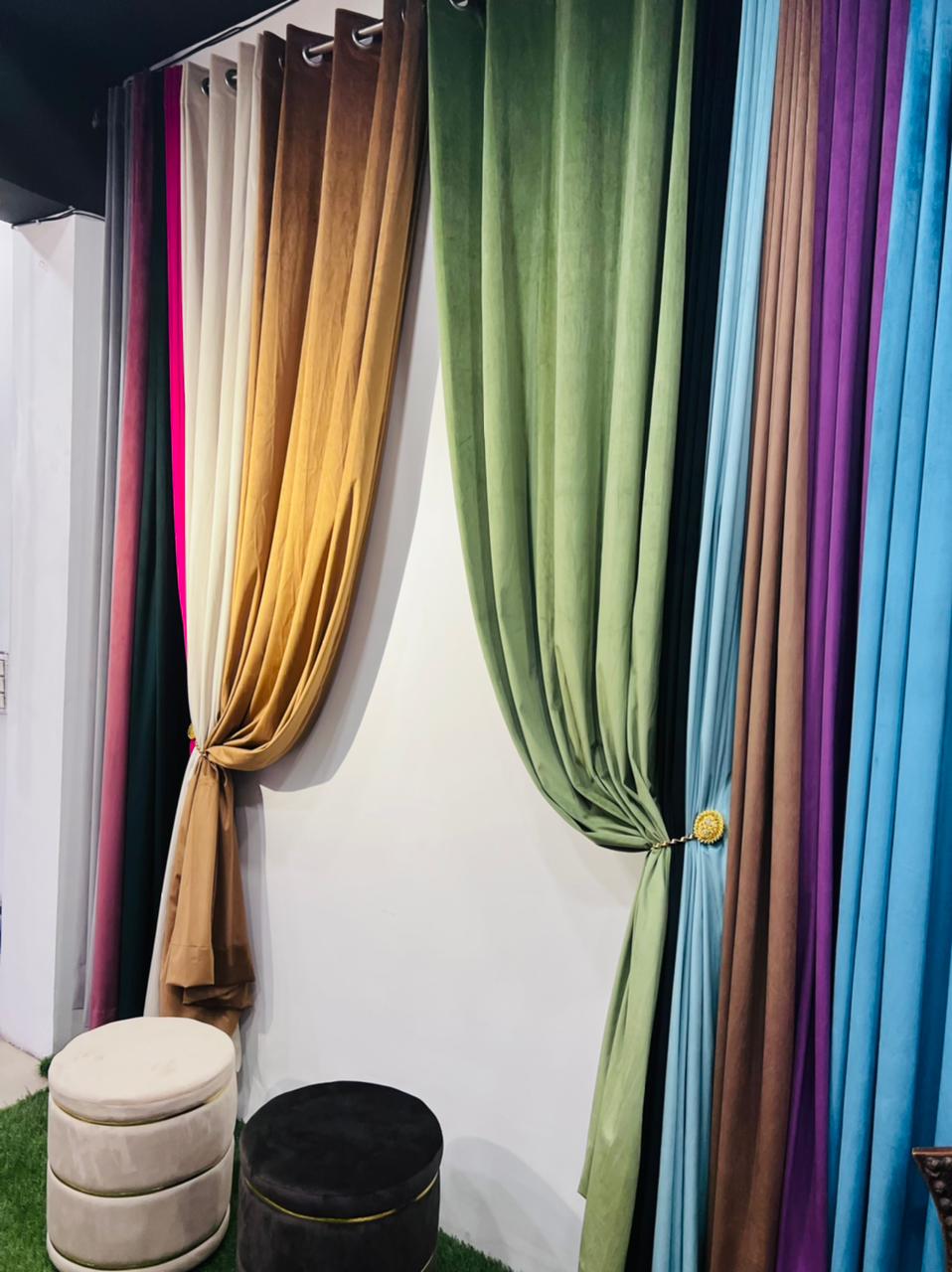 Premium Velvet Solid Color Curtains- Set of 2 Curtains