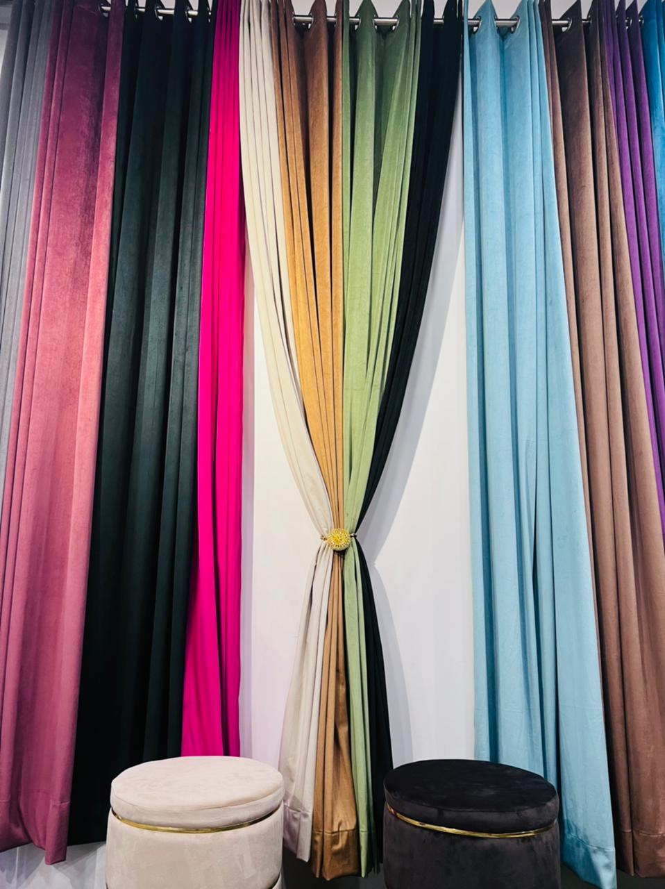 Premium Velvet Solid Color Curtains- Set of 2 Curtains
