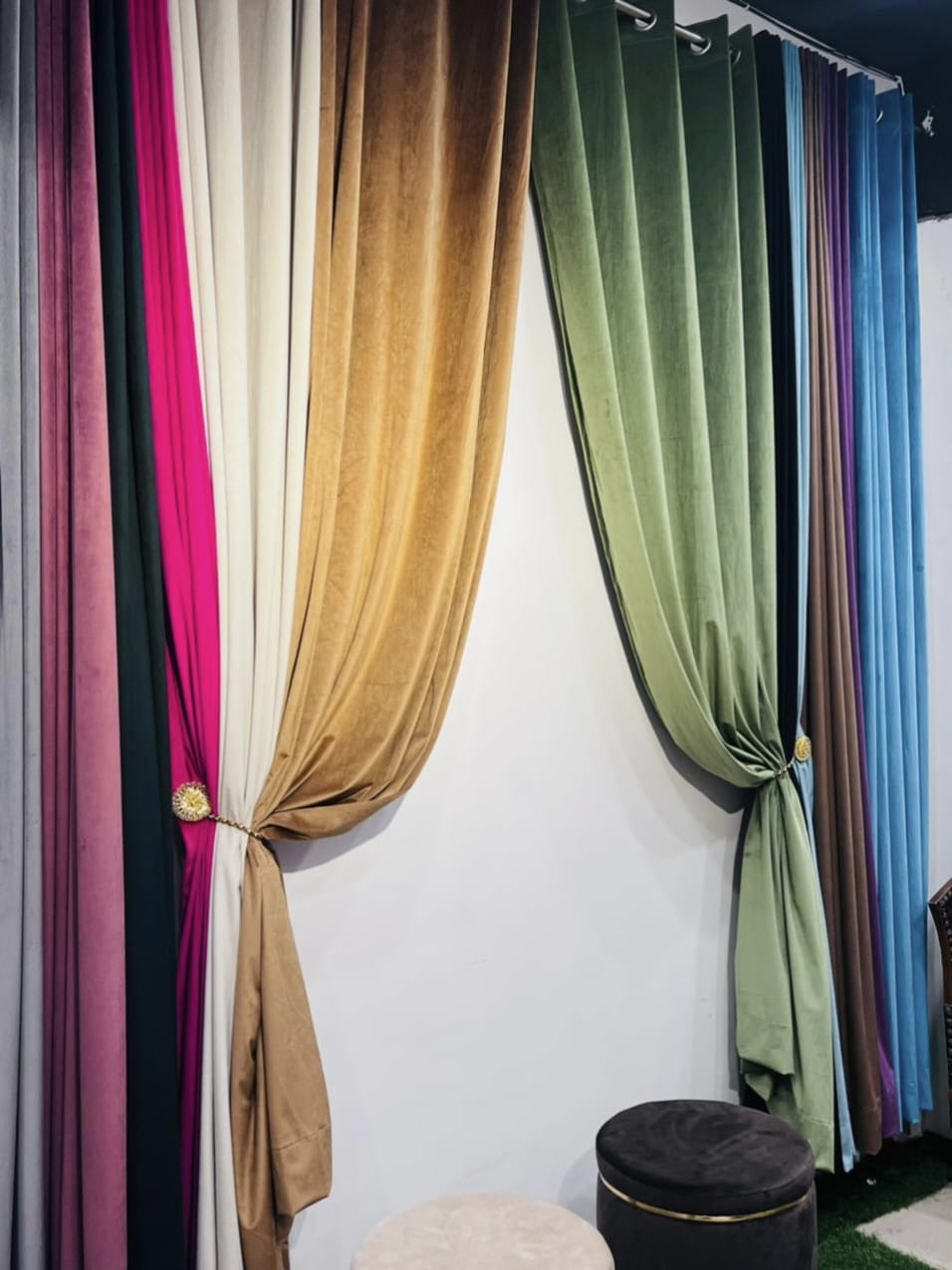 Premium Velvet Solid Color Curtains- Set of 2 Curtains