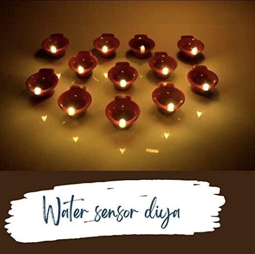 Water Sensor LED Brown Diyas Candle Eco-Friendly Diya, Battery Operated