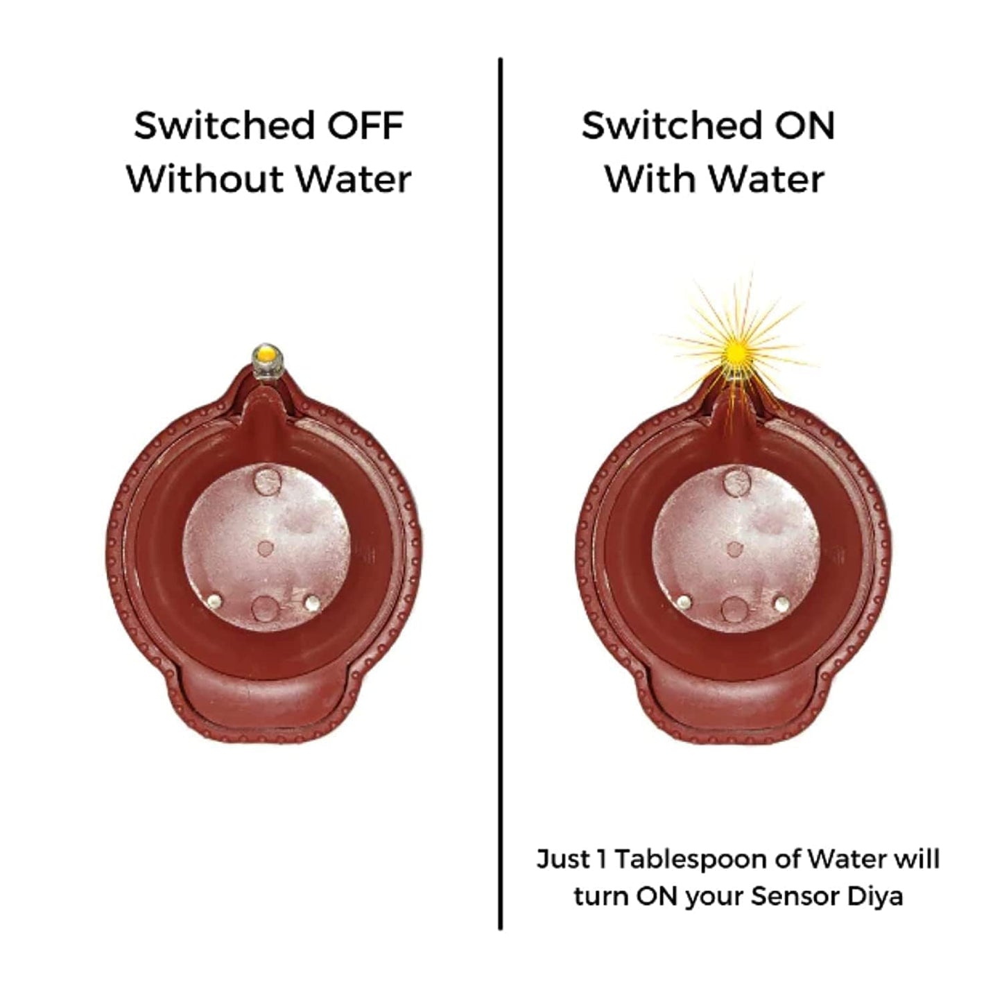 Water Sensor LED Brown Diyas Candle Eco-Friendly Diya, Battery Operated
