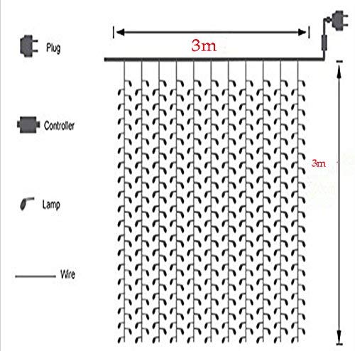 Waterfall Curtain String Lights - 180 White LEDs, 8 Modes, 10x10 Feet, 3 Mtr