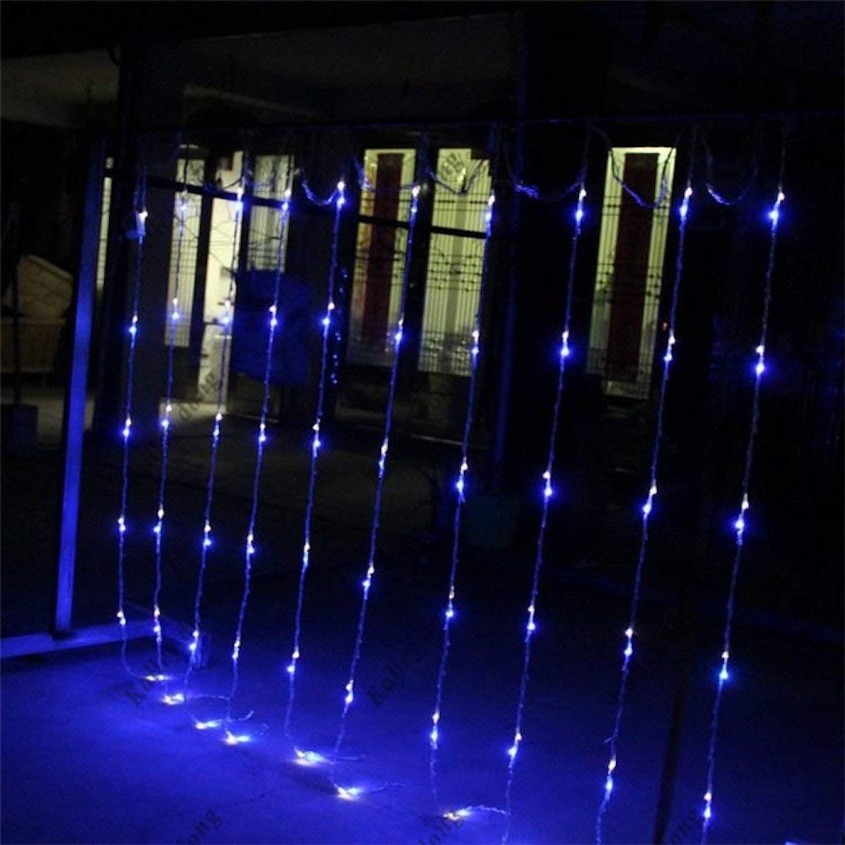 Blue Waterfall Curtain String Lights - 180 LEDs, 8 Modes, 10x10 Feet, 3 Mtr