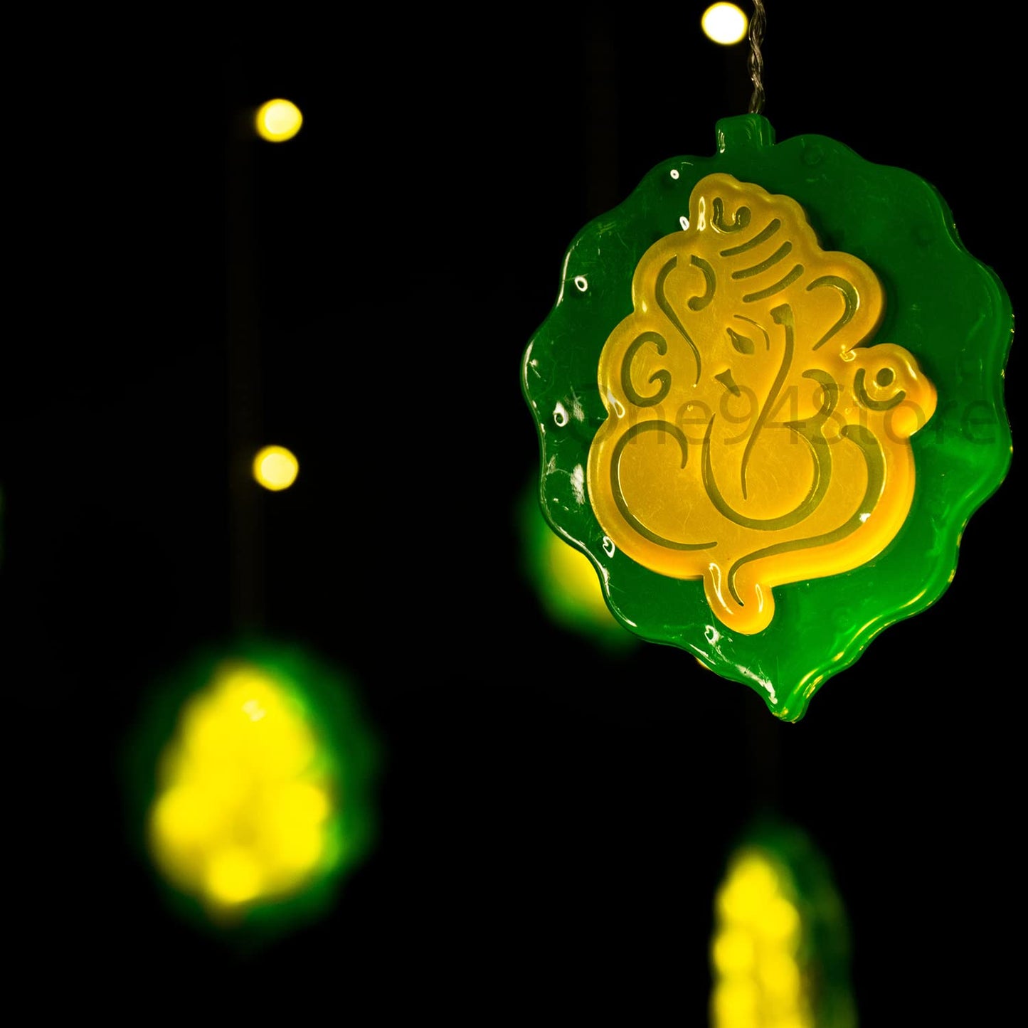 Pan Leaf Ganesh Curtain LED String Fairy Light, Window Curtain Light with 12 Ganesh Ji & 8 Flashing Mode Decoration for Diwali Festival and Pooja Mandir, Home(138 LED’s, Made in India)
