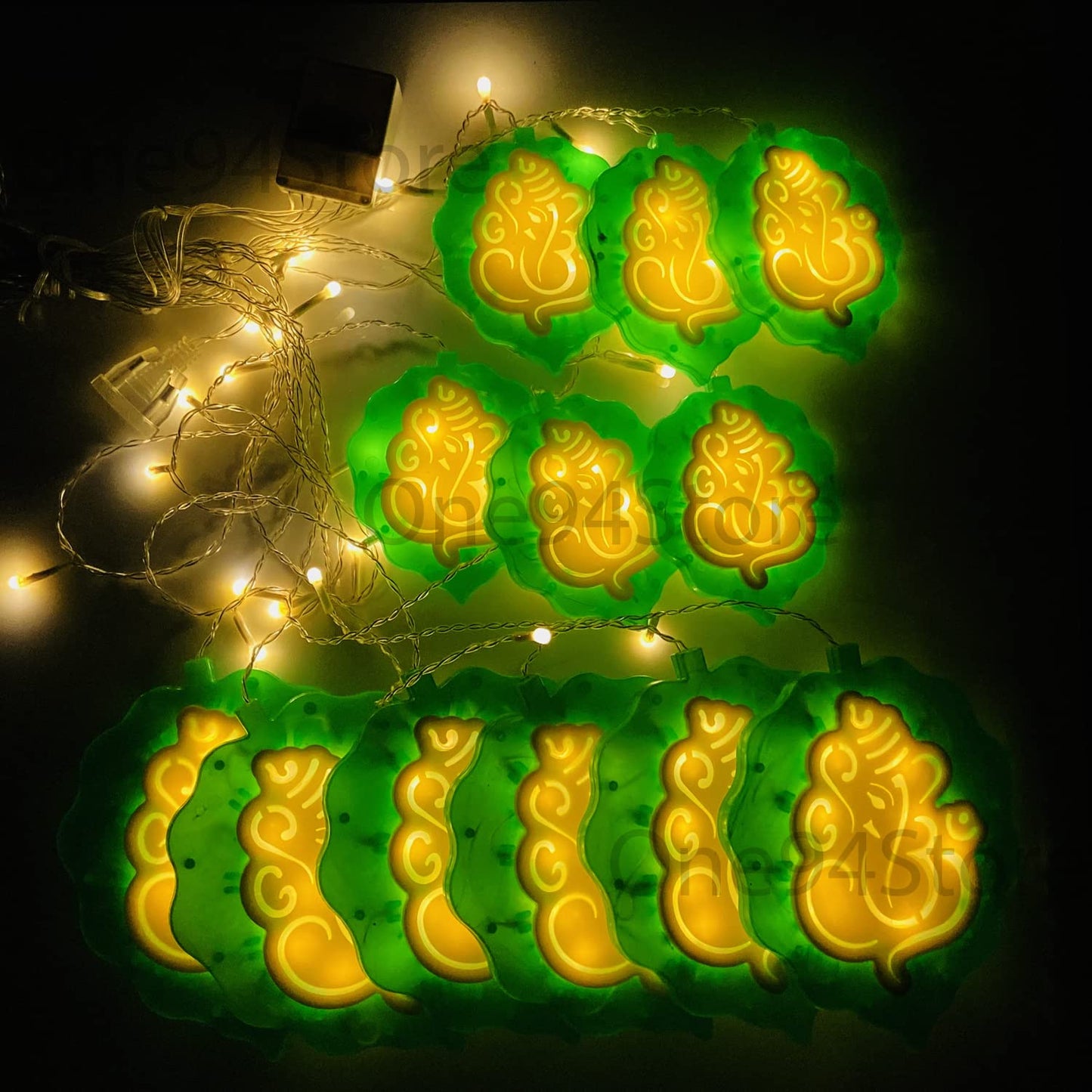 Pan Leaf Ganesh Curtain LED String Fairy Light, Window Curtain Light with 12 Ganesh Ji & 8 Flashing Mode Decoration for Diwali Festival and Pooja Mandir, Home(138 LED’s, Made in India)