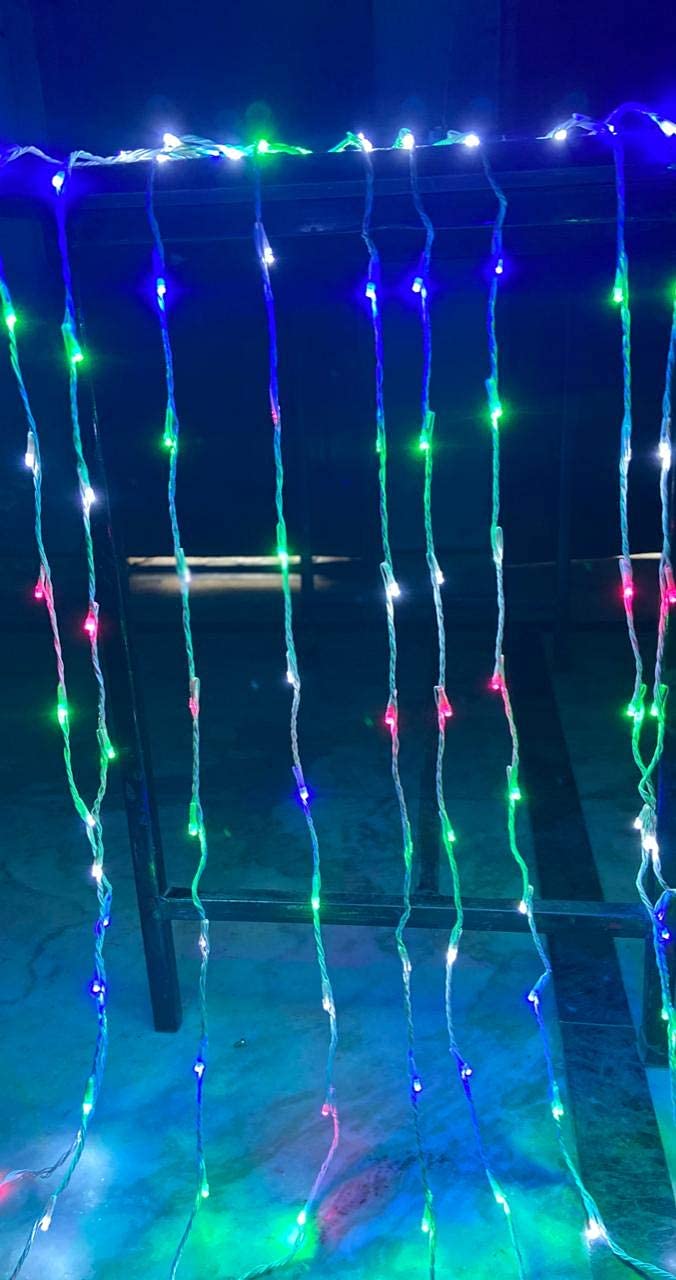 Multicolor Waterfall Curtain String Lights - 180 LEDs, 8 Modes, 10x10 Feet, 3 Mtr