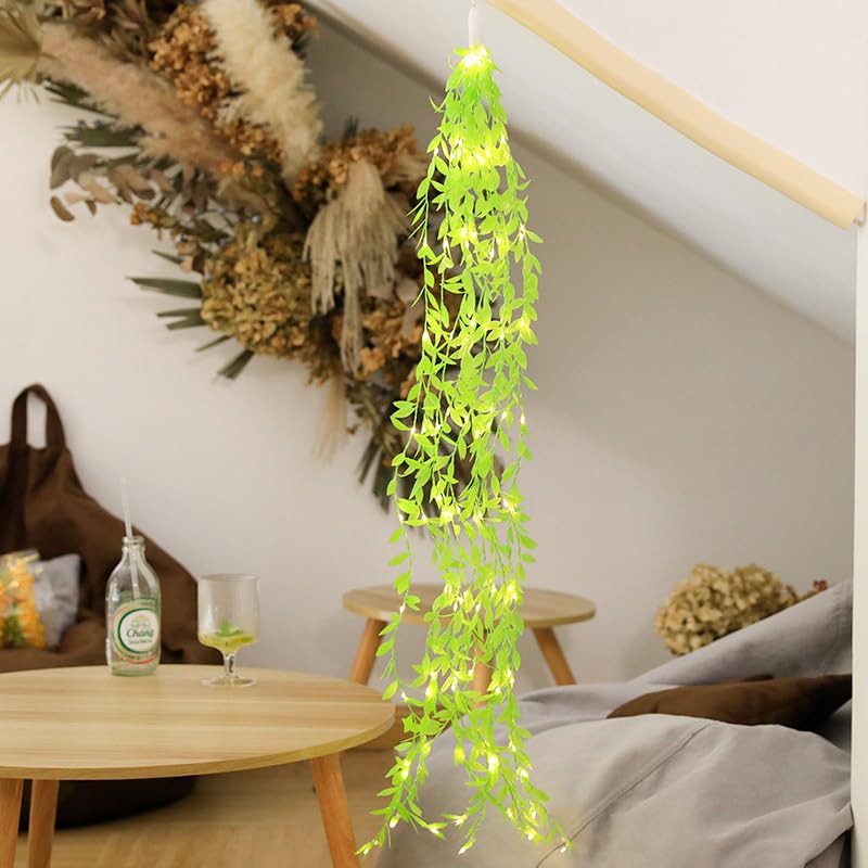 Artificial Vine Leaf Curtain LED String Light, 200 LEDs, 8 Modes Adjustable Brightness, AC Plug, 3x2m- Ideal for Bedroom,Garden,Birthday & Festive Decor(Warm White, 3x2 Meter)