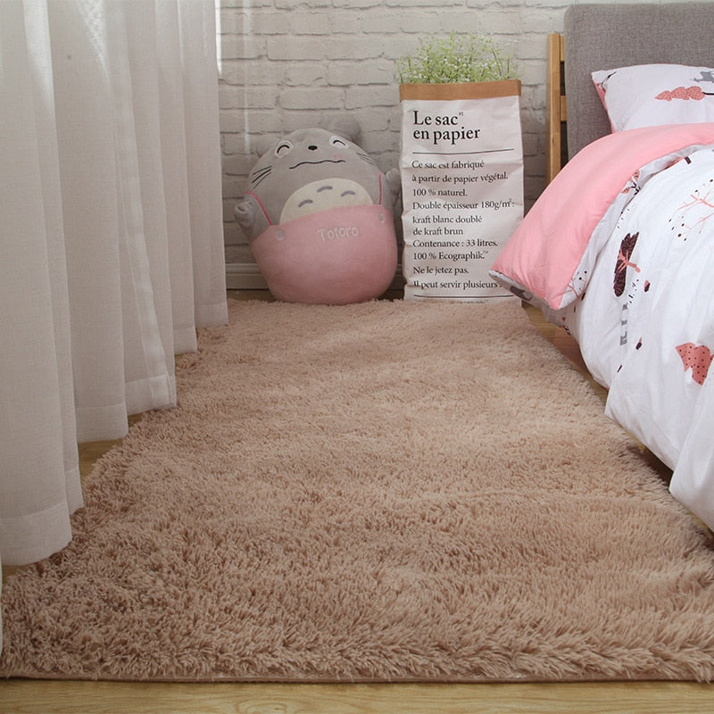 Silky Fluffy Carpet Modern Home Decor Long Plush Shaggy Rug Children's Play Mats - Homely Arts