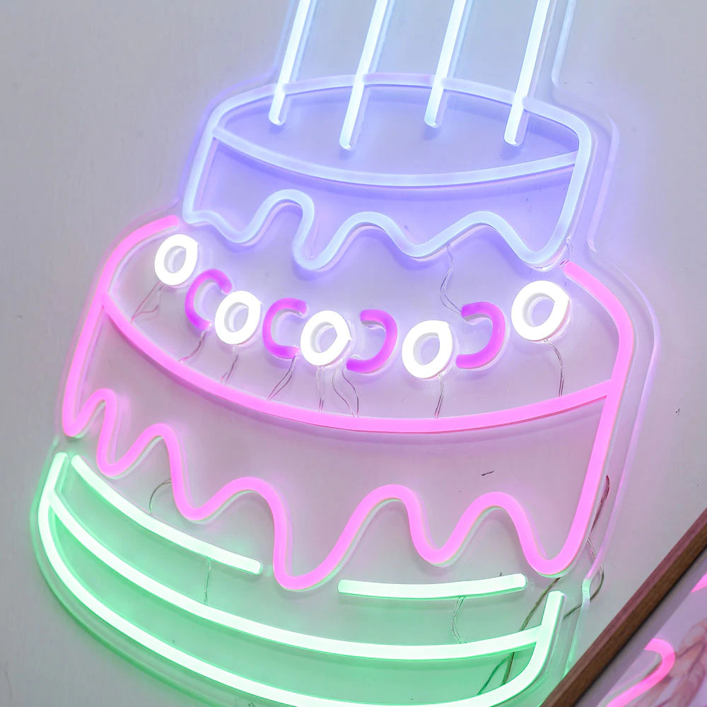 LED Neon Sign Colorful BIRTHDAY CAKE - Homely Arts