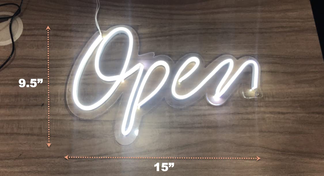 Homely Arts Open Led Neon Sign 15 x 9.5" - White - Homely Arts