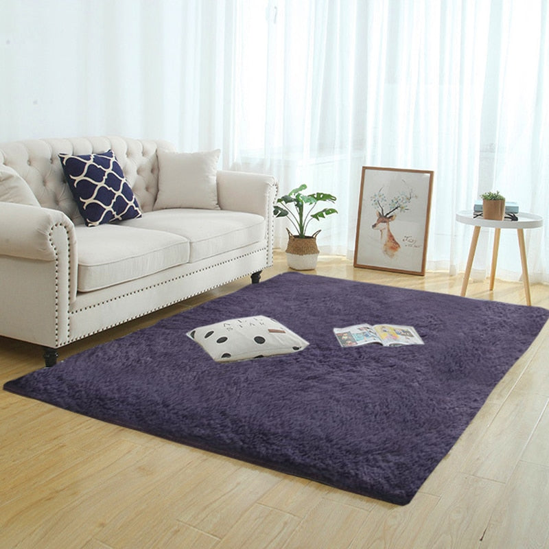 Silky Fluffy Carpet Modern Home Decor Long Plush Shaggy Rug Children's Play Mats - Homely Arts
