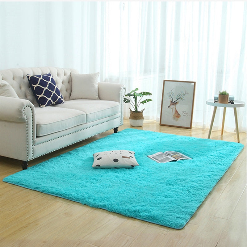 Silky Fluffy Carpet Modern Home Decor Long Plush Shaggy Rug Children's Play Mats - Homely Arts