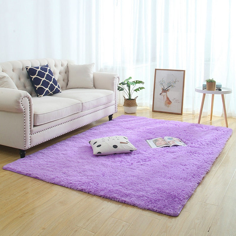 Silky Fluffy Carpet Modern Home Decor Long Plush Shaggy Rug Children's Play Mats - Homely Arts