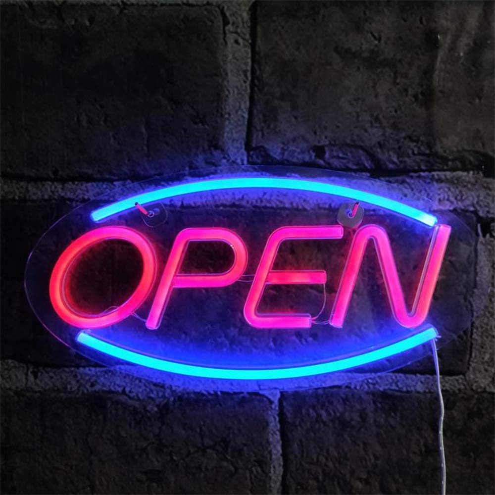 Open Shaped Advertisement Displays Signs LED Neon Light for Business, Stores (Multicolor, 17.7''x8.9'') - Homely Arts