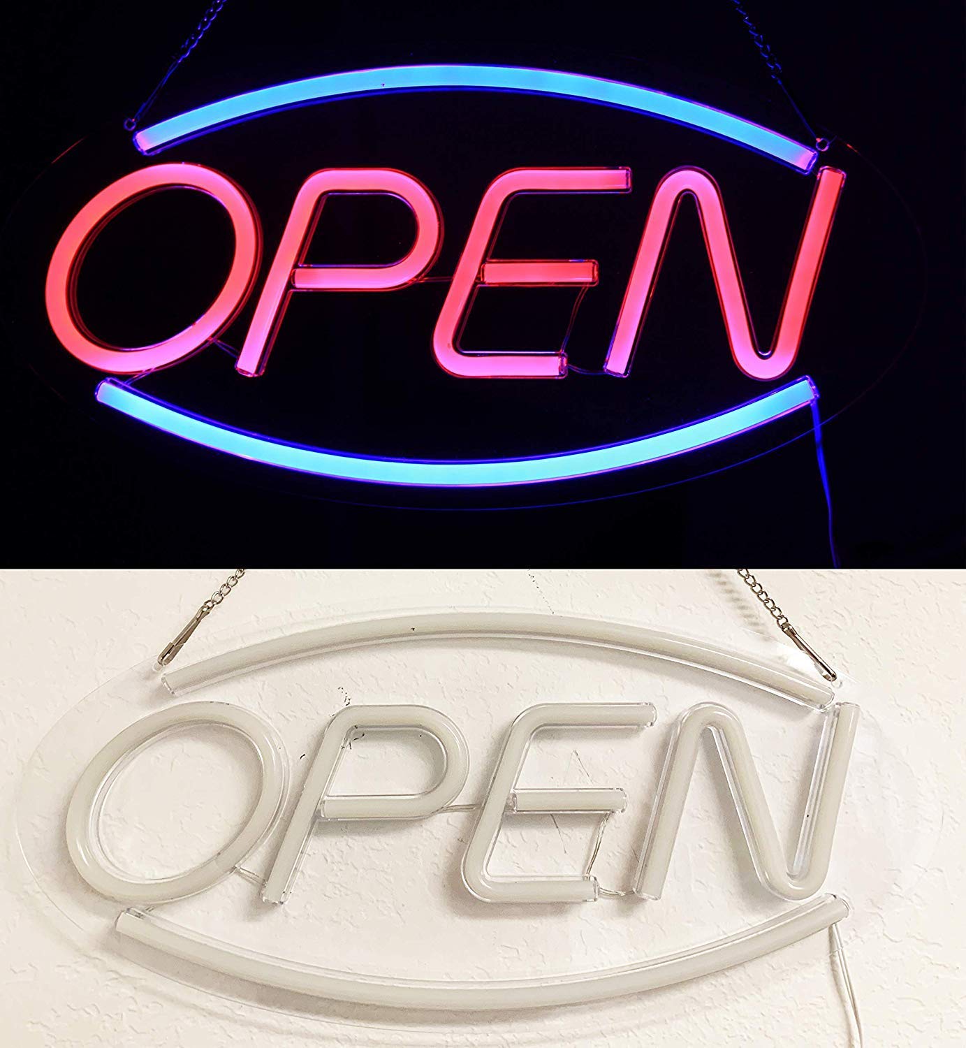Open Shaped Advertisement Displays Signs LED Neon Light for Business, Stores (Multicolor, 17.7''x8.9'') - Homely Arts