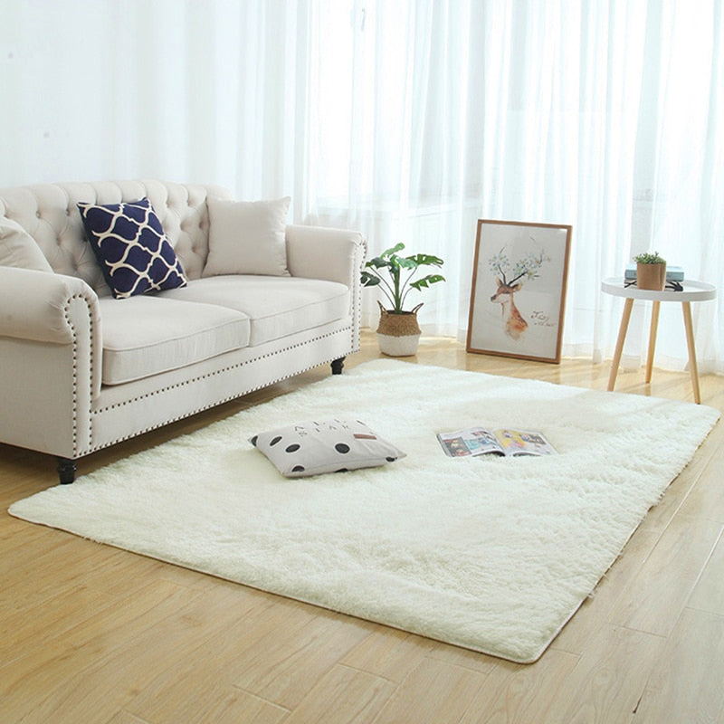 Silky Fluffy Carpet Modern Home Decor Long Plush Shaggy Rug Children's Play Mats - Homely Arts