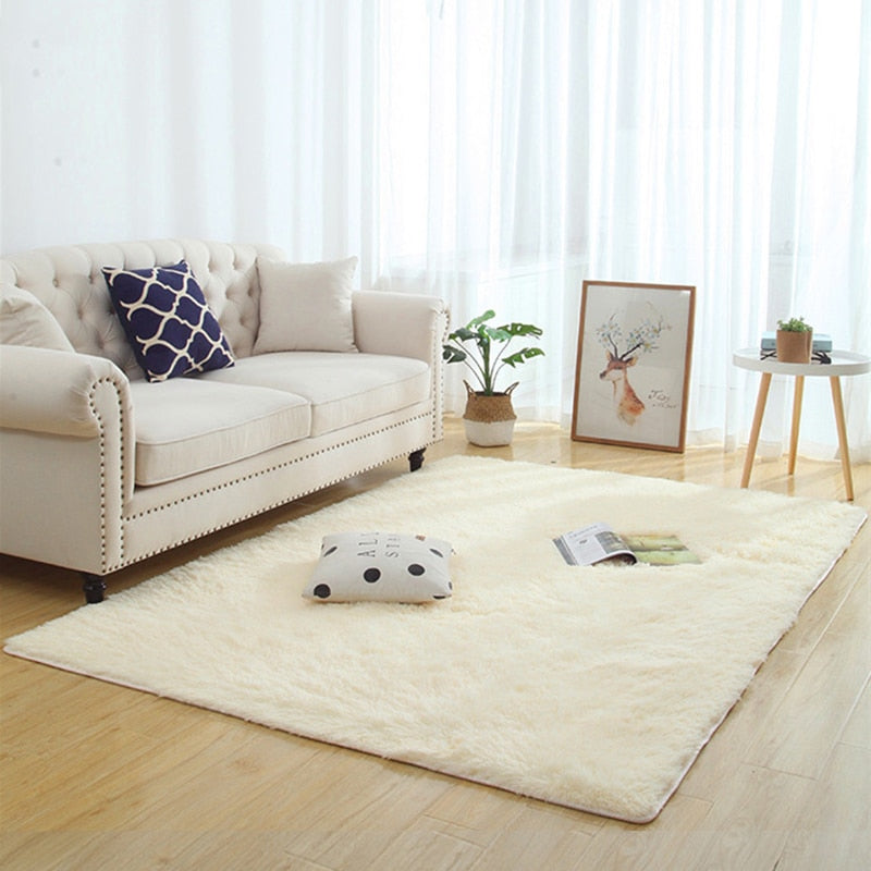 Silky Fluffy Carpet Modern Home Decor Long Plush Shaggy Rug Children's Play Mats - Homely Arts