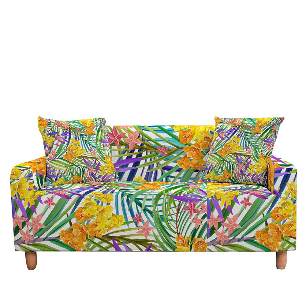 Stretch Sofa Cover Elastic Slipcover Tropical Leaves for Living Room Sectional L Shape Sofa Couch Cover - Homely Arts