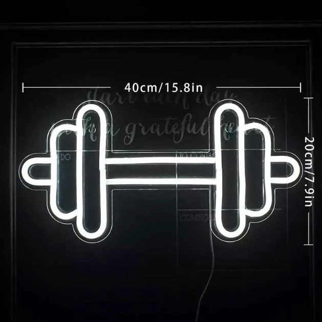 Neon Barbell/Dumbbell Neon Sign, Gym Wall Hanging - Homely Arts