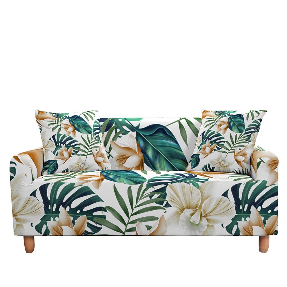 Stretch Sofa Cover Elastic Slipcover Tropical Leaves for Living Room Sectional L Shape Sofa Couch Cover - Homely Arts