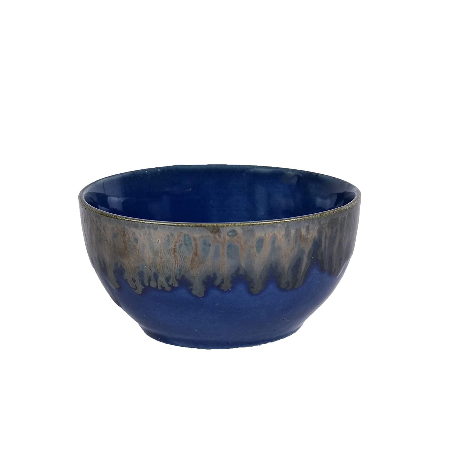 Dark Drips' Ceramic Bowls Studio Pottery Dining Bowls/Katoris (Set of 4, Blue, 220 ML) - Homely Arts