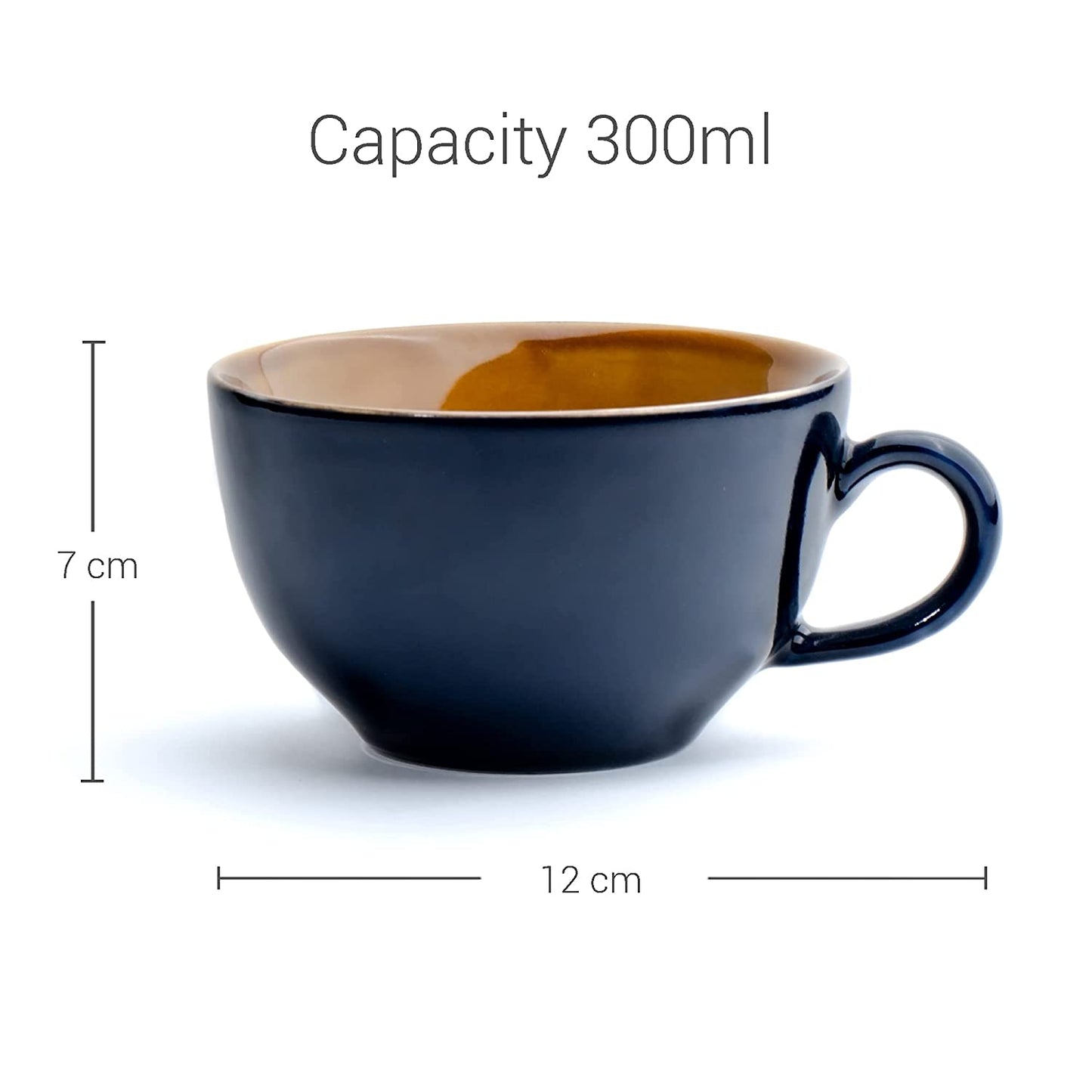 Large Ceramic Coffee Cup Set of 2- 300ml Cappuccino Cup - Homely Arts