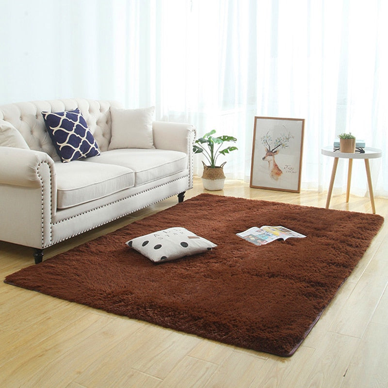 Silky Fluffy Carpet Modern Home Decor Long Plush Shaggy Rug Children's Play Mats - Homely Arts