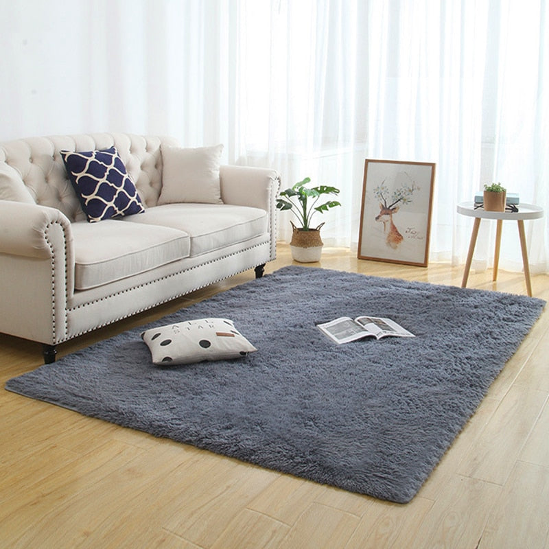 Silky Fluffy Carpet Modern Home Decor Long Plush Shaggy Rug Children's Play Mats - Homely Arts
