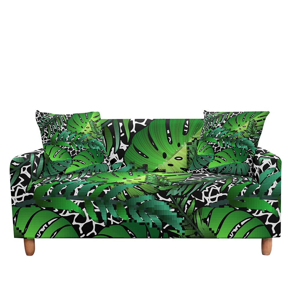 Stretch Sofa Cover Elastic Slipcover Tropical Leaves for Living Room Sectional L Shape Sofa Couch Cover - Homely Arts