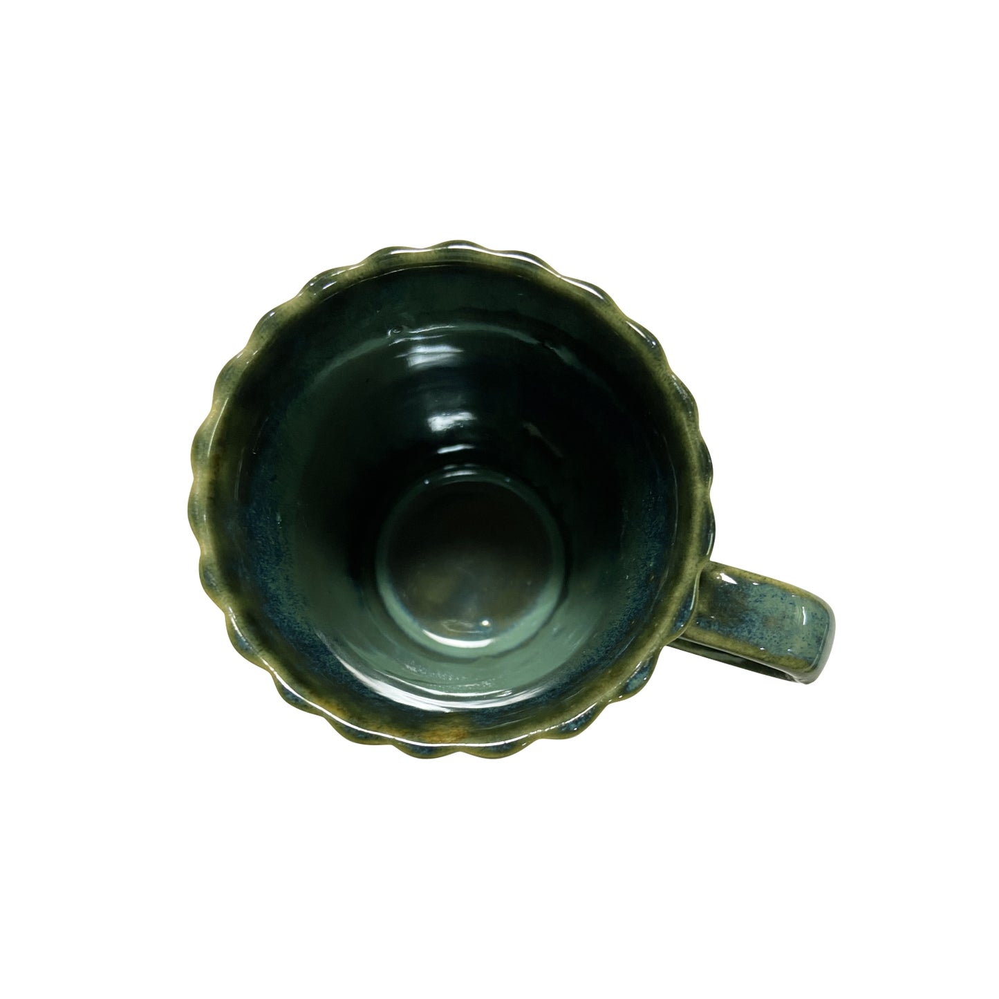 Emerald Green Glazed Linear Coffee Mugs Set of 2 - Homely Arts