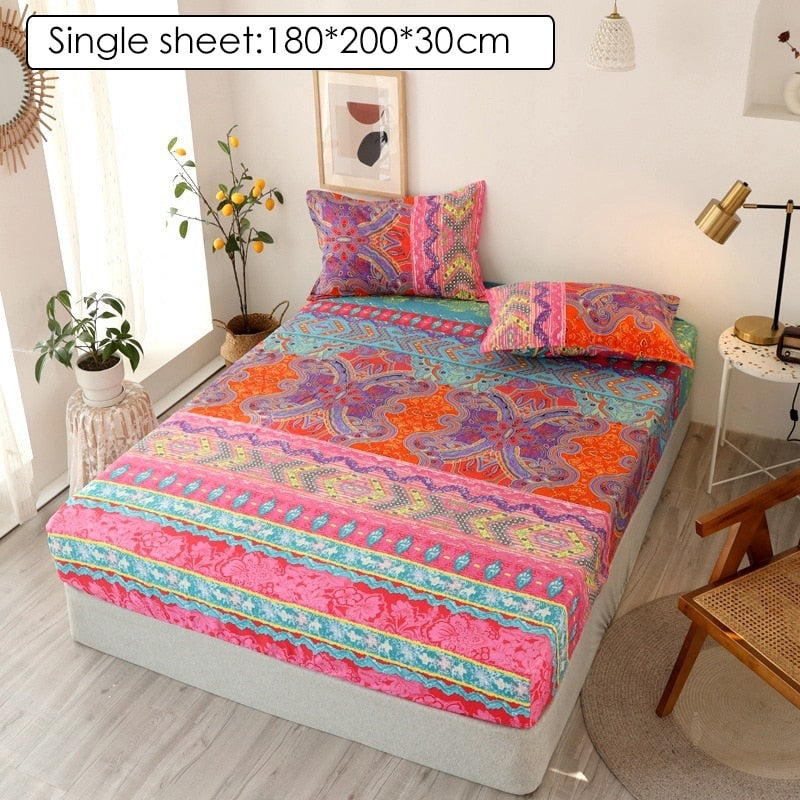 Bedding Linens King Size Heart-shaped Pattern Fitted Sheet Set For Double Bed - Homely Arts