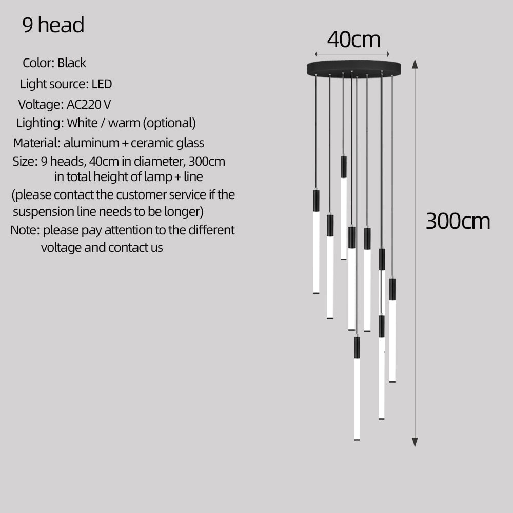 Long lamp stair chandelier modern led living room chandelier indoor lighting - Homely Arts