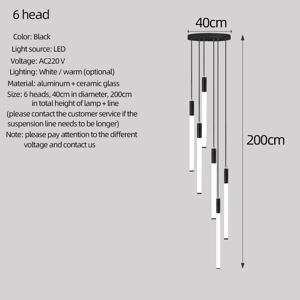 Long lamp stair chandelier modern led living room chandelier indoor lighting - Homely Arts