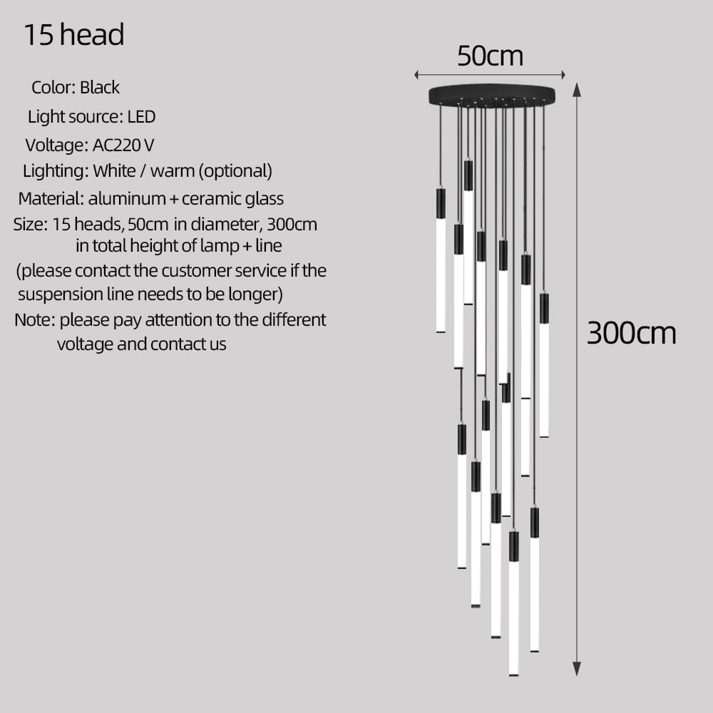 Long lamp stair chandelier modern led living room chandelier indoor lighting - Homely Arts