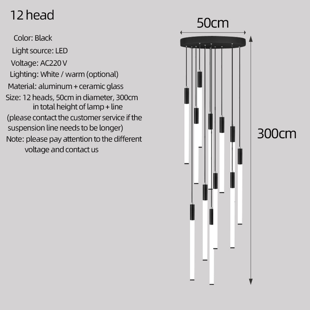 Long lamp stair chandelier modern led living room chandelier indoor lighting - Homely Arts