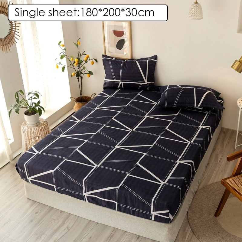 Bedding Linens King Size Heart-shaped Pattern Fitted Sheet Set For Double Bed - Homely Arts