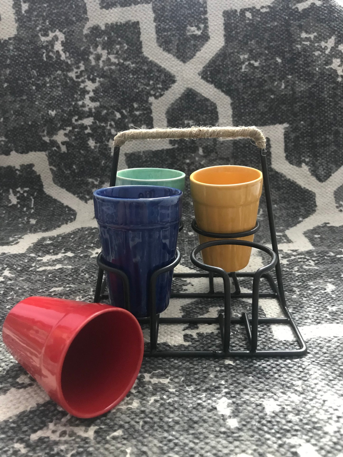 Chai Cutting Tea Glass set of 4- Multicolor with Stand - Homely Arts