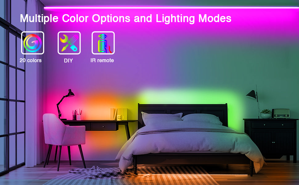 Led Strip RGB 5 Meter Remote Control Led Strip Light for Home Decoration with 2A Adapter (Multicolor, 5050, 300 led) - Homely Arts